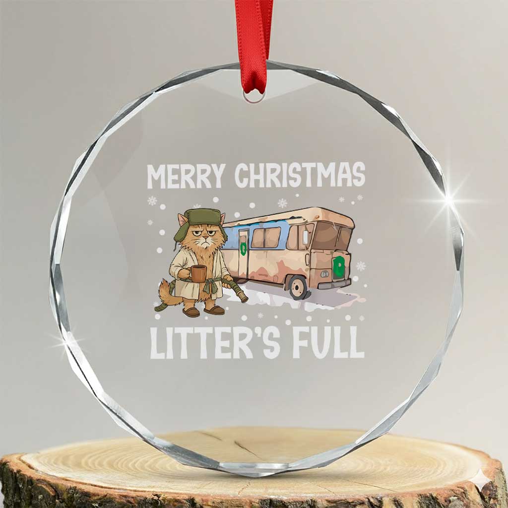 Funny Merry Christmas Litter's Full Cat Parody Crystal Glass Ornament Xmas Movie - Wonder Print Shop