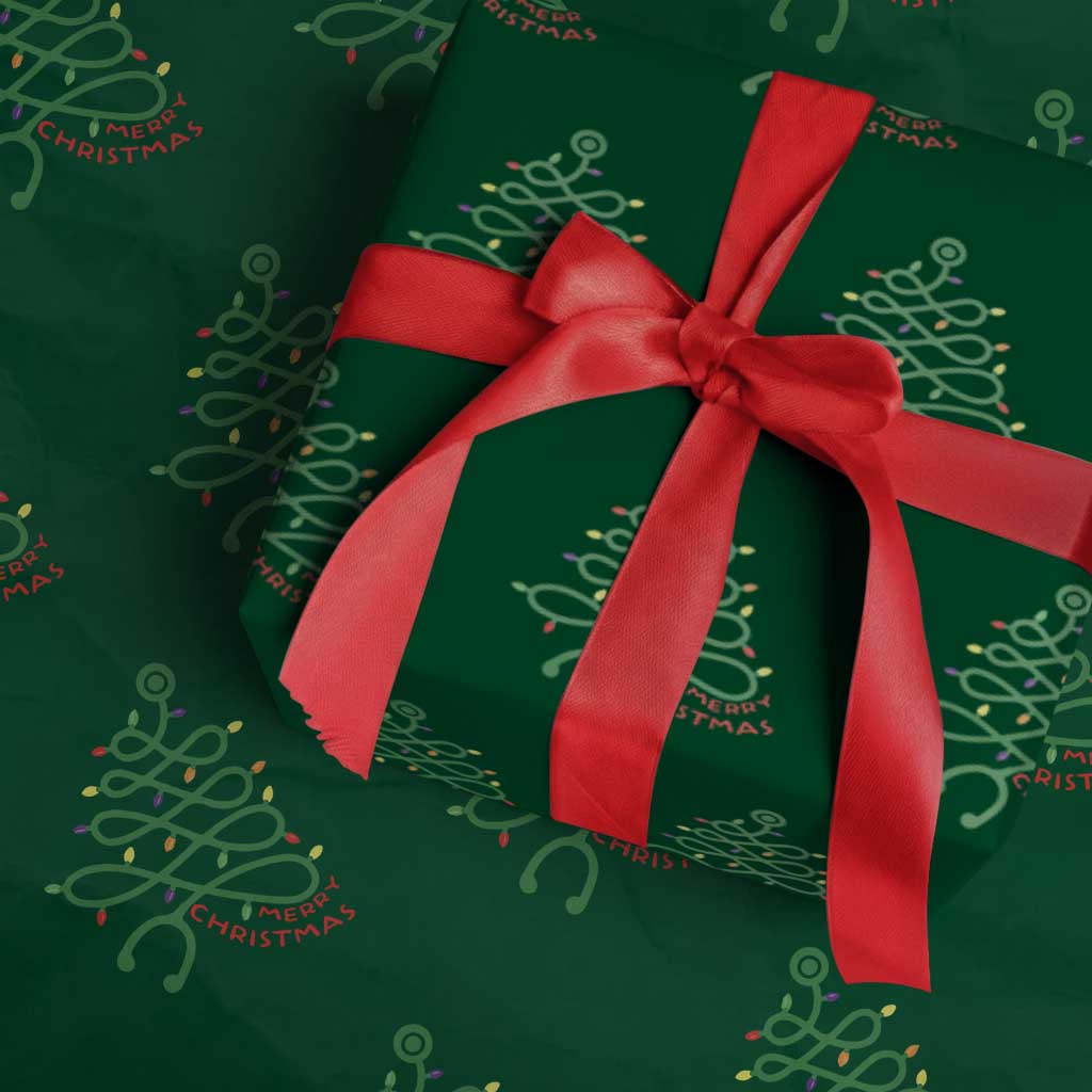 Funny Merry Christmas Nurse Wrapping Paper Roll Stethoscope Xmas Tree - Wonder Print Shop