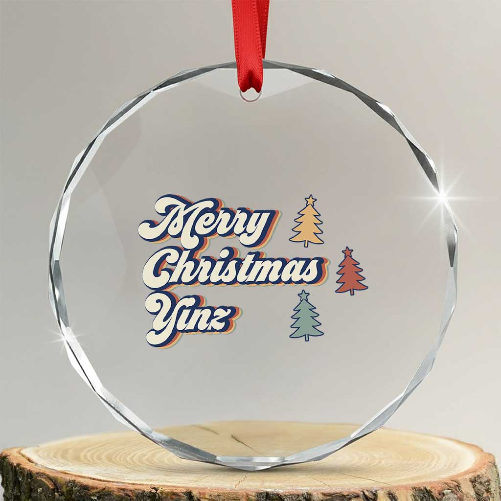 Funny Merry Christmas Yinz Pittsburgh Crystal Glass Ornament TS09
