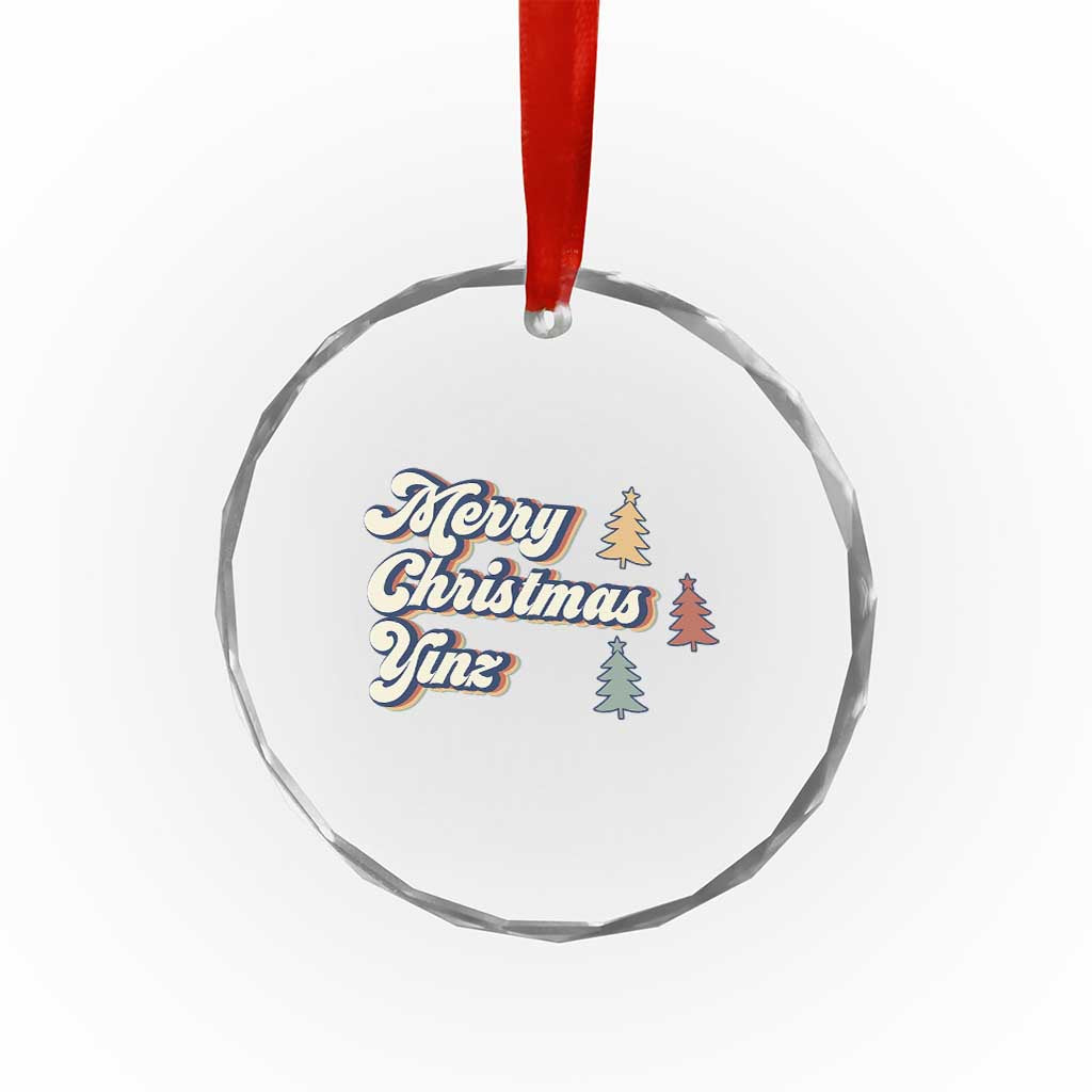 Funny Merry Christmas Yinz Pittsburgh Crystal Glass Ornament TS09