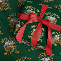 Funny Merry Drunk I'm Christmas Wrapping Paper Roll Vintage Beer Mugs Xmas - Wonder Print Shop