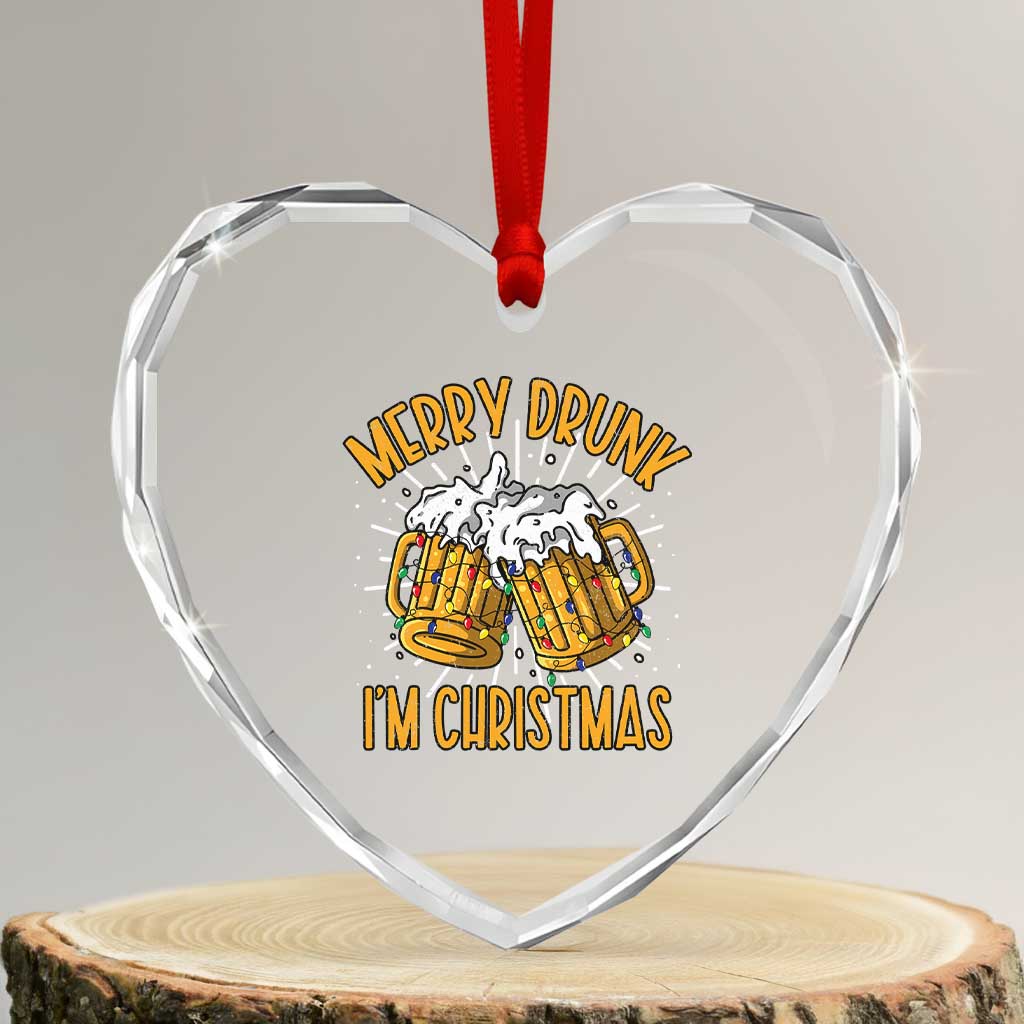 Funny Merry Drunk I'm Xmas Heart Crystal Glass Ornament Vintage Beer Mugs Xmas - Wonder Print Shop