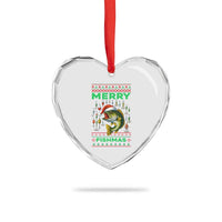 Funny Merry Fishmas Ugly Sweater Heart Crystal Glass Ornament Fisherman Christmas Gift - Wonder Print Shop