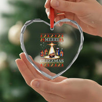Funny Merry Glizzmas Heart Crystal Glass Ornament Hot Dog Xmas Nativity Scene - Wonder Print Shop