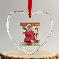 Funny Merry Kwanzaa Christmas Heart Crystal Glass Ornament African American Black Santa Kinara Candles - Wonder Print Shop