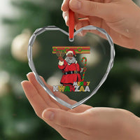 Funny Merry Kwanzaa Christmas Heart Crystal Glass Ornament African American Black Santa Kinara Candles - Wonder Print Shop