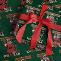 Funny Merry Kwanzaa Christmas Wrapping Paper Roll African American Black Santa Kinara Candles - Wonder Print Shop