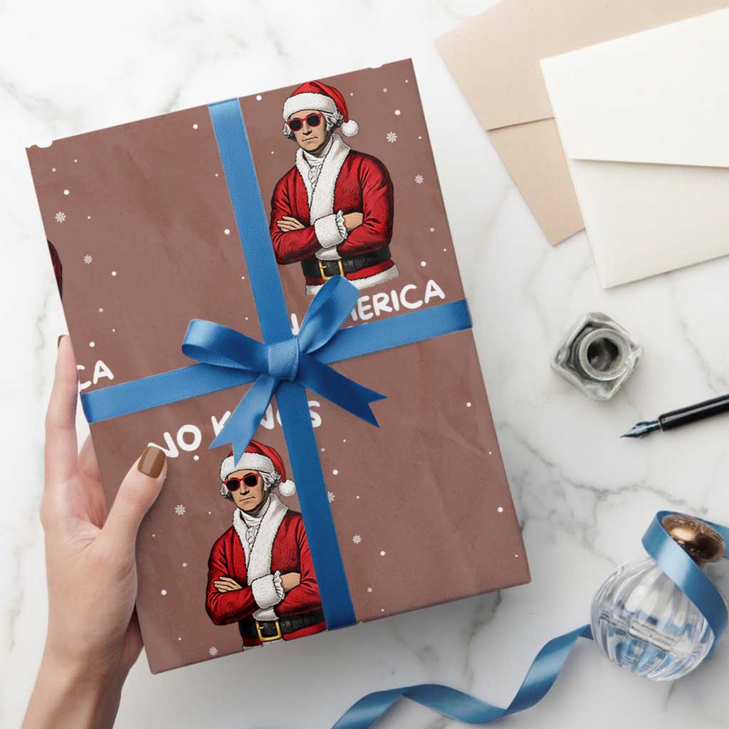Funny Merry No Kings Since 1776 George Washington Wrapping Paper Roll Xmas Gift - Wonder Print Shop
