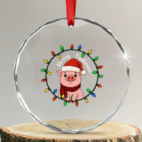 Funny Merry Oinkmas Crystal Glass Ornament Farmer Christmas Pig Lover Gift - Wonder Print Shop