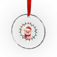 Funny Merry Oinkmas Crystal Glass Ornament Farmer Christmas Pig Lover Gift - Wonder Print Shop