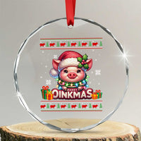 Funny Merry Oinkmas Crystal Glass Ornament Pig Lover Ugly Christmas Gift - Wonder Print Shop