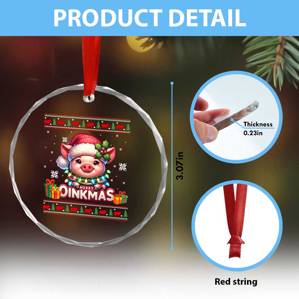 Funny Merry Oinkmas Crystal Glass Ornament Pig Lover Ugly Christmas Gift - Wonder Print Shop
