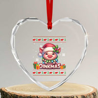Funny Merry Oinkmas Heart Crystal Glass Ornament Pig Lover Ugly Christmas Gift - Wonder Print Shop