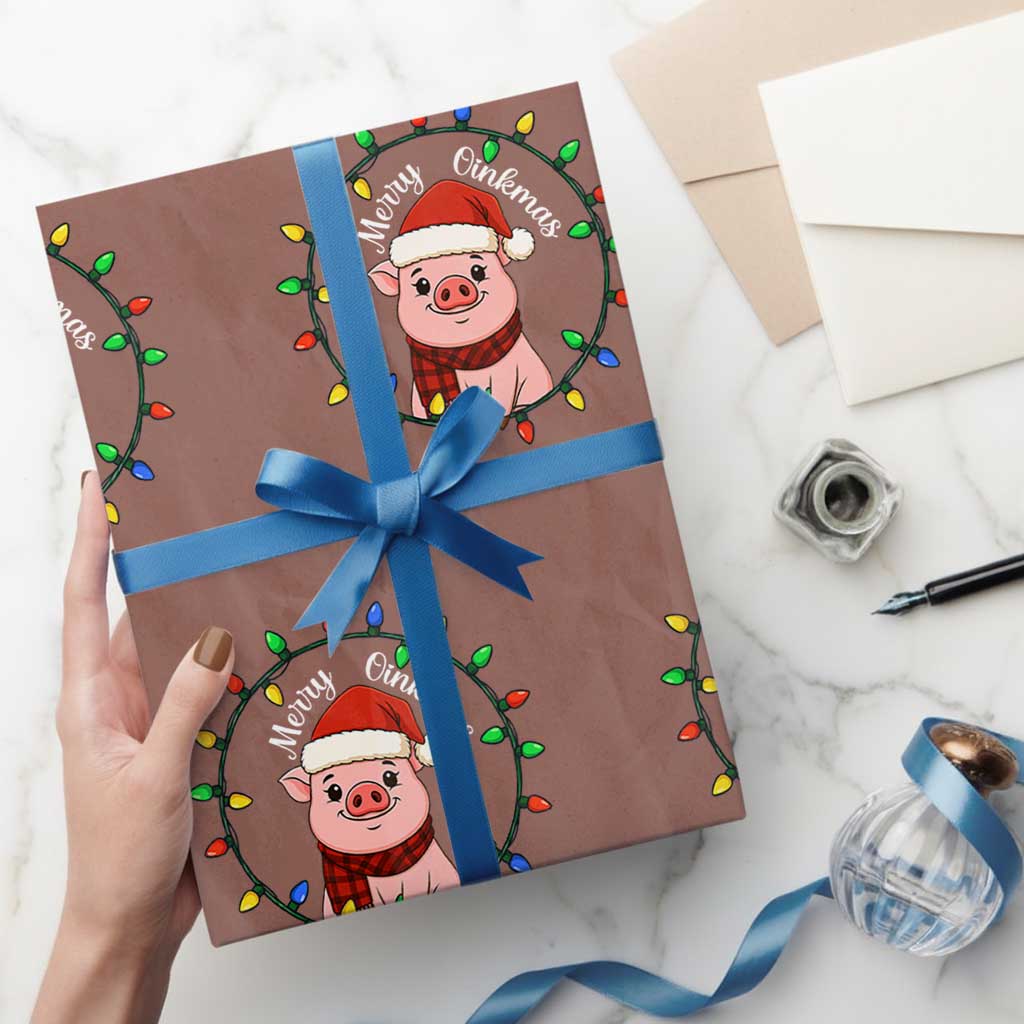 Funny Merry Oinkmas Wrapping Paper Roll Farmer Christmas Pig Lover Gift - Wonder Print Shop