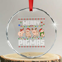 Funny Merry Pigmas Crystal Glass Ornament Christmas Pig Ugly Sweater Gift - Wonder Print Shop