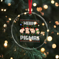 Funny Merry Pigmas Crystal Glass Ornament Christmas Pig Ugly Sweater Gift - Wonder Print Shop