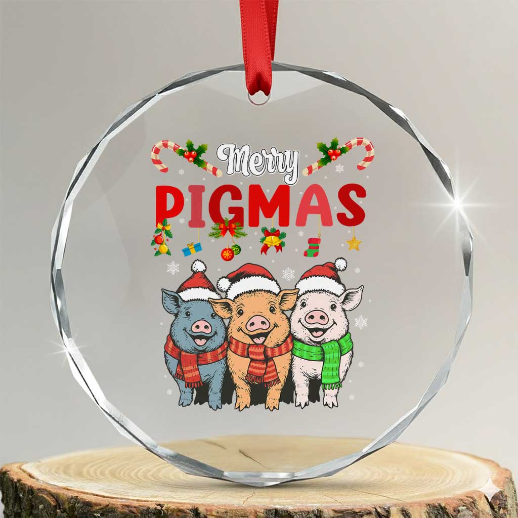 Funny Merry Pigmas Crystal Glass Ornament Christmas Pigs Farm Gift - Wonder Print Shop