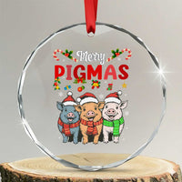 Funny Merry Pigmas Crystal Glass Ornament Christmas Pigs Farm Gift - Wonder Print Shop