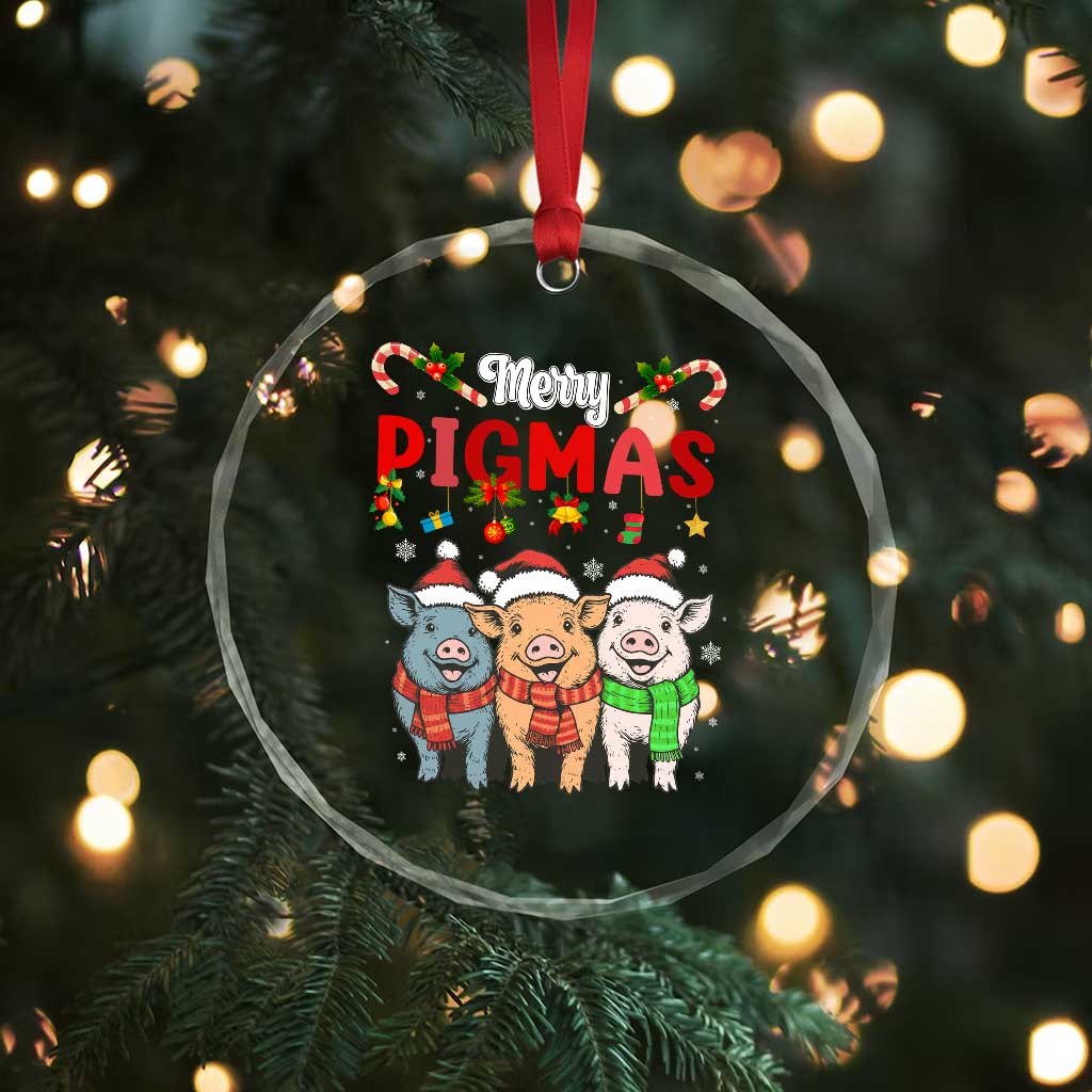 Funny Merry Pigmas Crystal Glass Ornament Christmas Pigs Farm Gift - Wonder Print Shop
