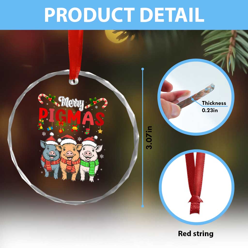 Funny Merry Pigmas Crystal Glass Ornament Christmas Pigs Farm Gift - Wonder Print Shop