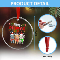 Funny Merry Pigmas Crystal Glass Ornament Christmas Pigs Farm Gift - Wonder Print Shop