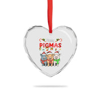 Funny Merry Pigmas Heart Crystal Glass Ornament Christmas Pigs Farm Gift - Wonder Print Shop