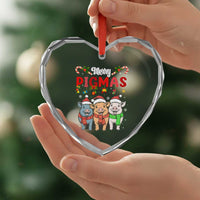 Funny Merry Pigmas Heart Crystal Glass Ornament Christmas Pigs Farm Gift - Wonder Print Shop
