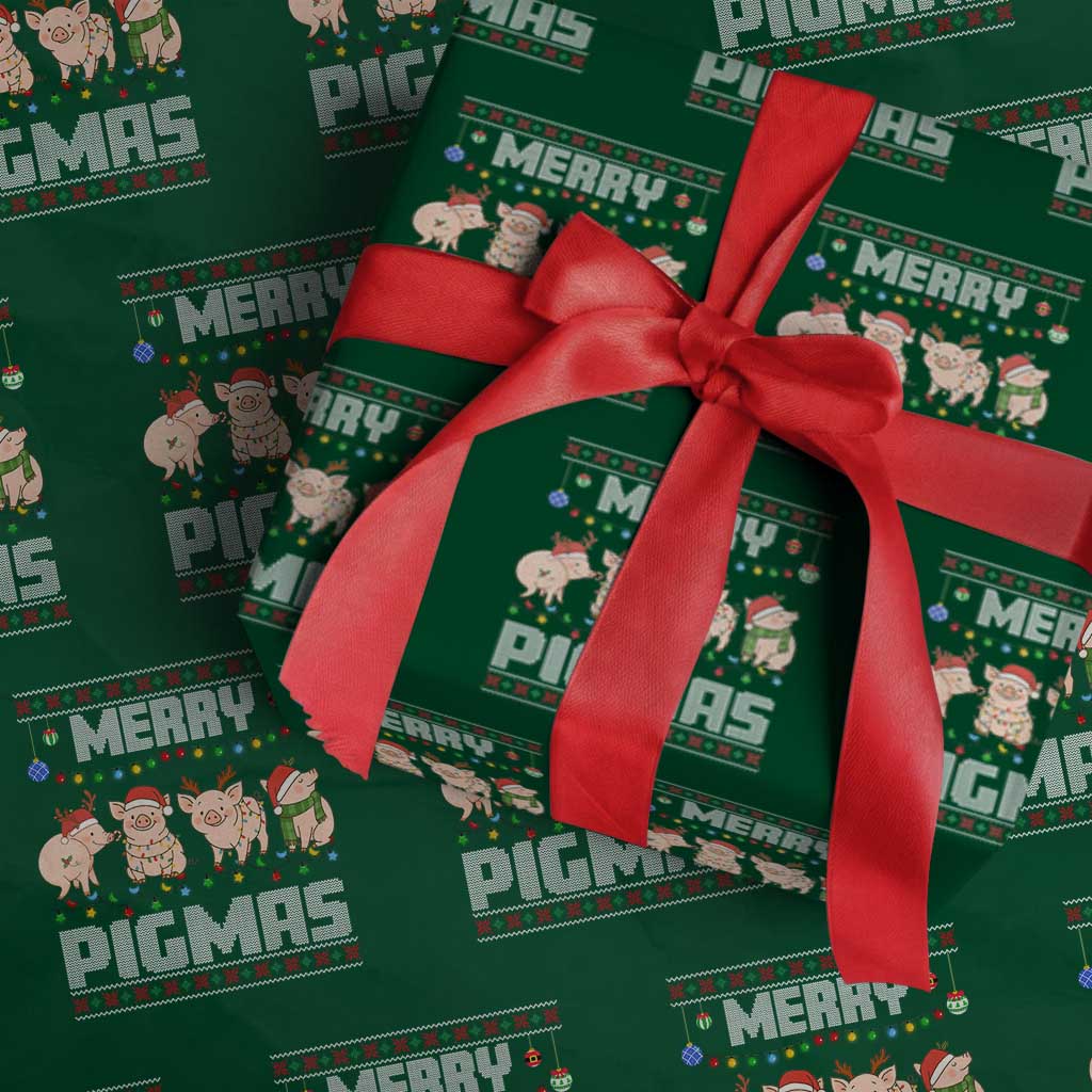 Funny Merry Pigmas Wrapping Paper Roll Christmas Pig Ugly Sweater Gift - Wonder Print Shop