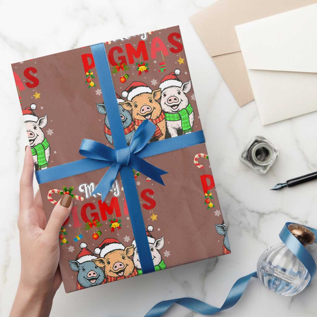 Funny Merry Pigmas Wrapping Paper Roll Christmas Pigs Farm Gift - Wonder Print Shop