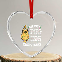 Funny Merry Pugging Xmas Dog Pugmas Pug Heart Crystal Glass Ornament - Wonder Print Shop