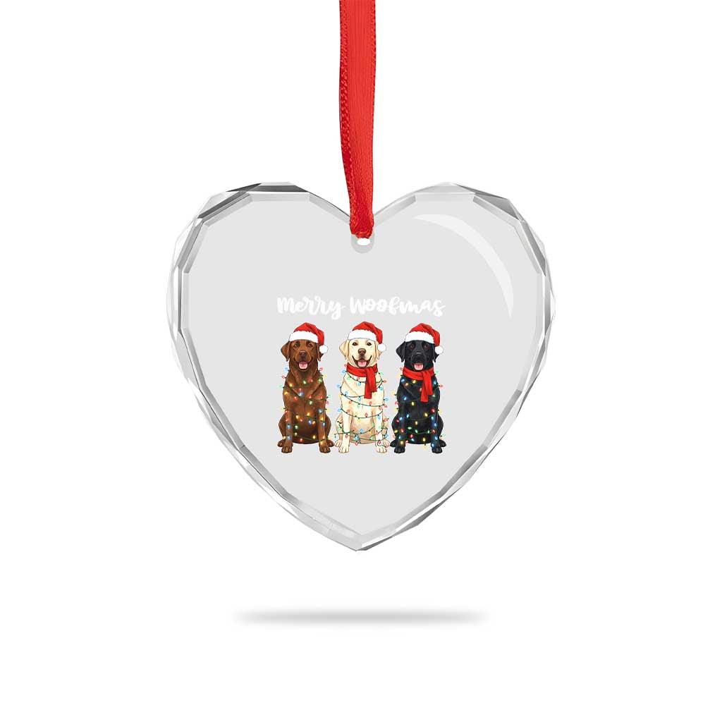 Funny Merry Woofmas Heart Crystal Glass Ornament Labrador Funny Christmas Dog Lover Gift - Wonder Print Shop