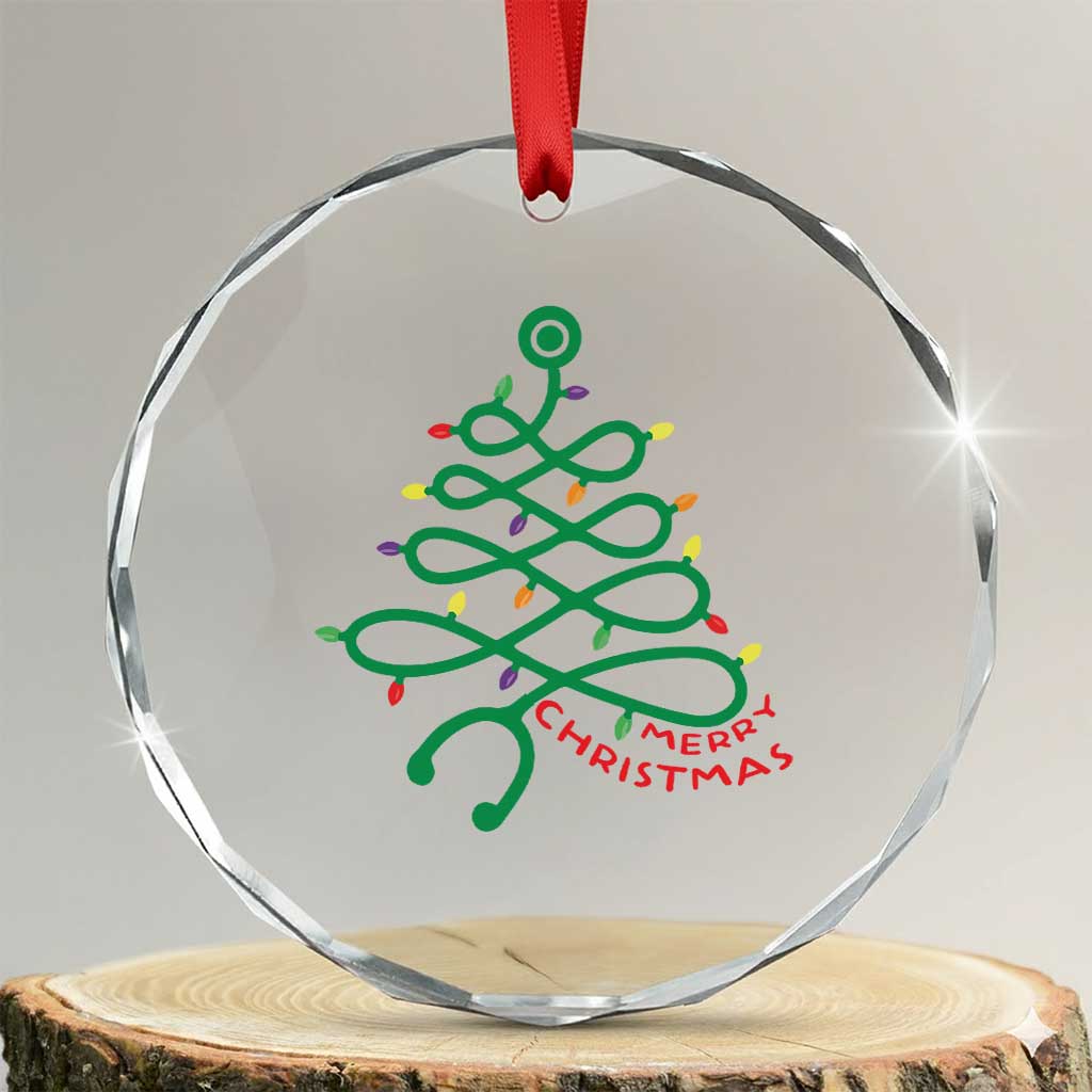 Funny Merry Xmas Nurse Crystal Glass Ornament Stethoscope Xmas Tree TS11