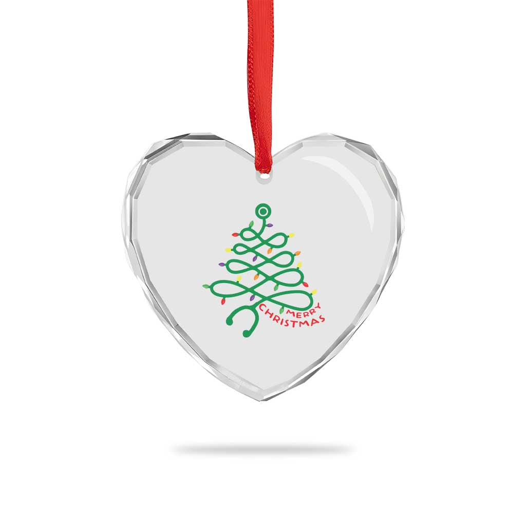 Funny Merry Xmas Nurse Heart Crystal Glass Ornament Stethoscope Xmas Tree - Wonder Print Shop