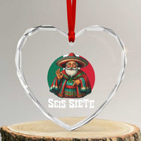 Funny Mexican Christmas 67 Heart Crystal Glass Ornament Seis Siete Santa In Mexico - Wonder Print Shop