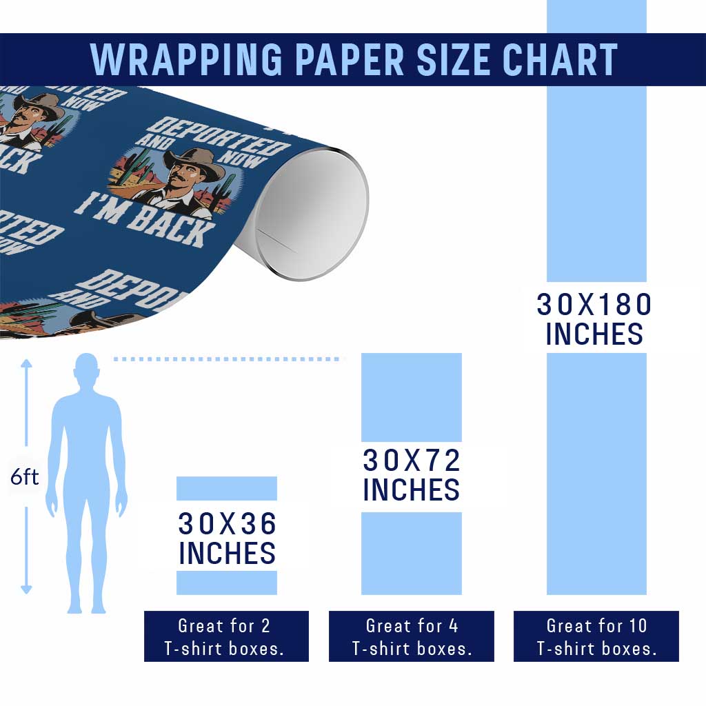 Funny Mexican Cowboy Wrapping Paper Roll Now I'm Back Retro Vintage Desert - Wonder Print Shop