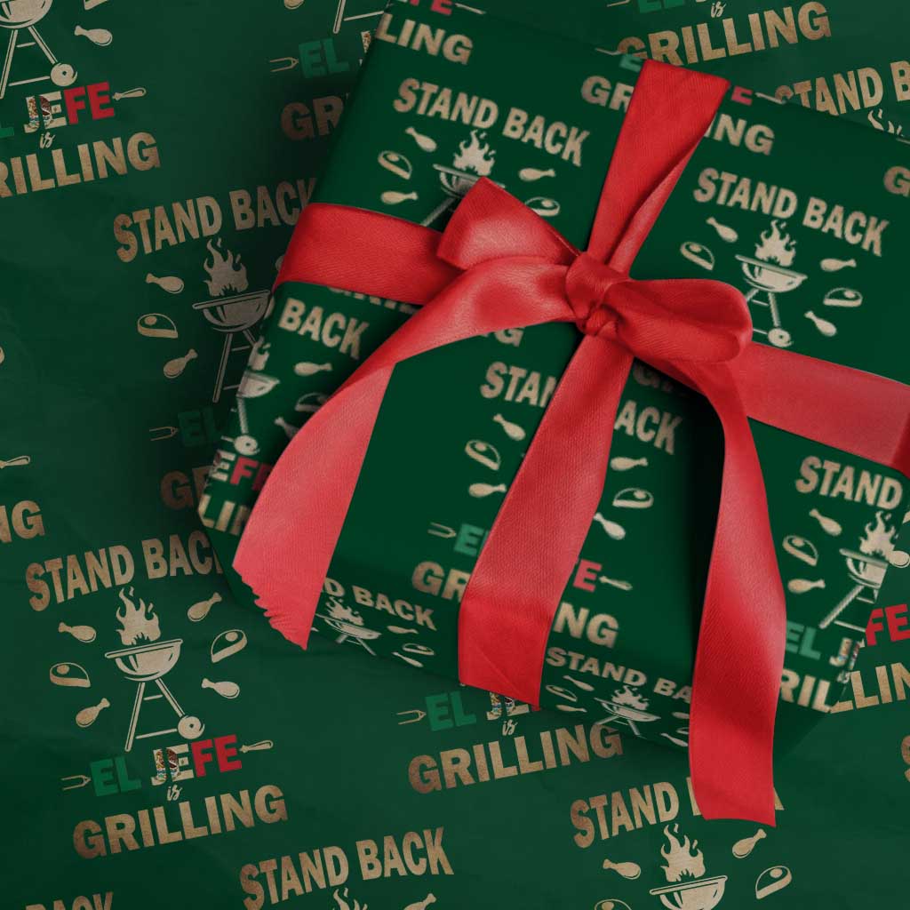 Funny Mexican Dad Wrapping Paper Roll El Jefe Grilling Stand Back Fathers Day - Wonder Print Shop