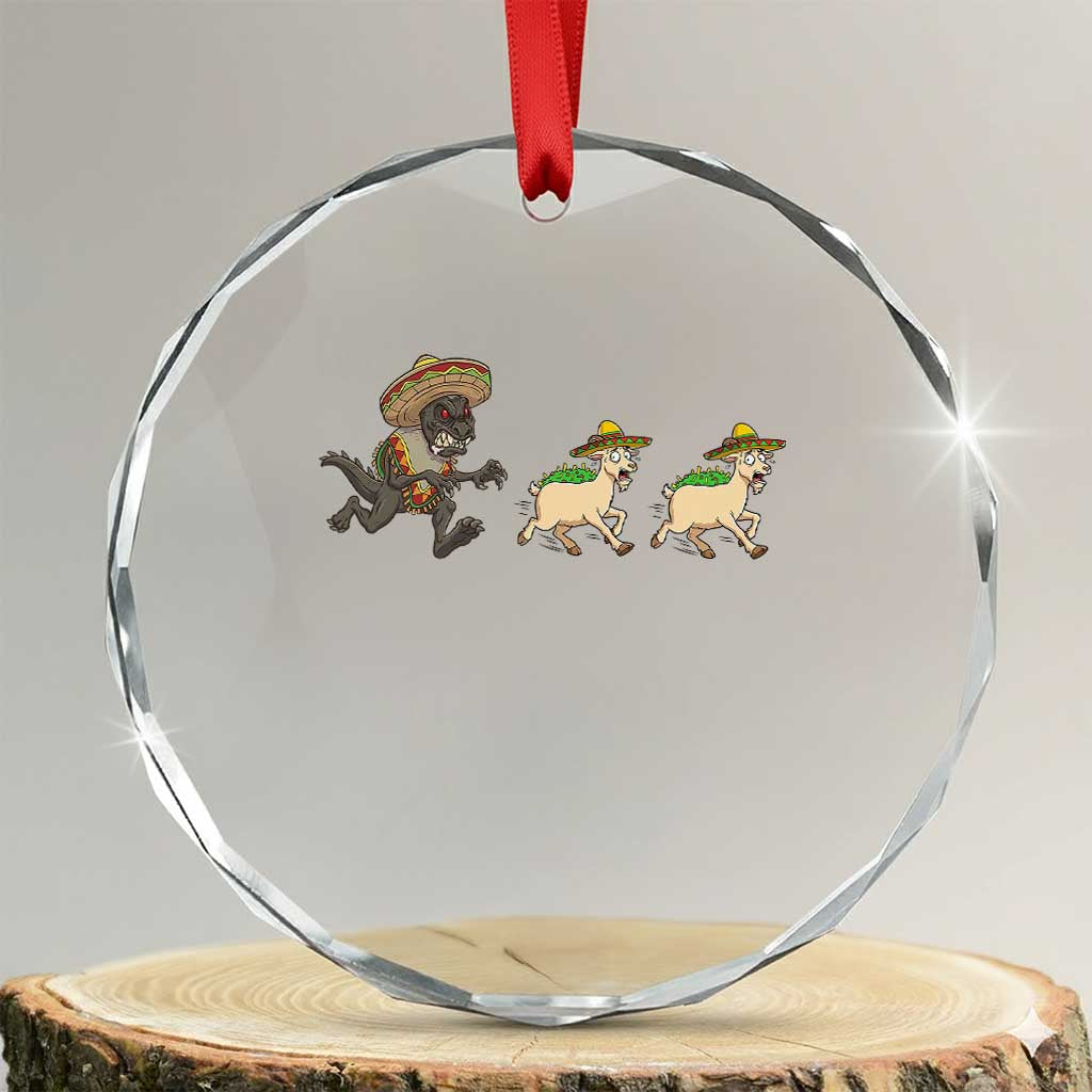 Funny Mexican Fiesta Gift Crystal Glass Ornament Chupacabra Chasing Taco Goat