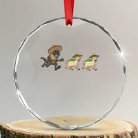 Funny Mexican Fiesta Gift Crystal Glass Ornament Chupacabra Chasing Taco Goat
