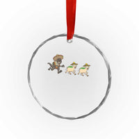 Funny Mexican Fiesta Gift Crystal Glass Ornament Chupacabra Chasing Taco Goat