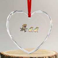 Funny Mexican Fiesta Gift Heart Crystal Glass Ornament Chupacabra Chasing Taco Goat