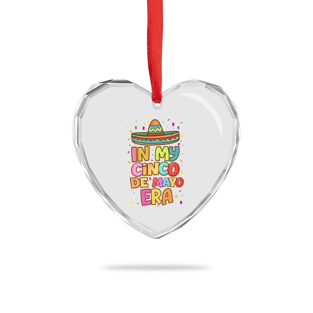 Funny Mexican Fiesta Party Heart Crystal Glass Ornament In My Cinco De Mayo Era