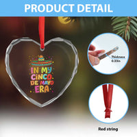 Funny Mexican Fiesta Party Heart Crystal Glass Ornament In My Cinco De Mayo Era