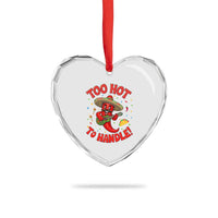 Funny Mexican Jalapeno Heart Crystal Glass Ornament Too Hot To Handle Cinco De Mayo Party