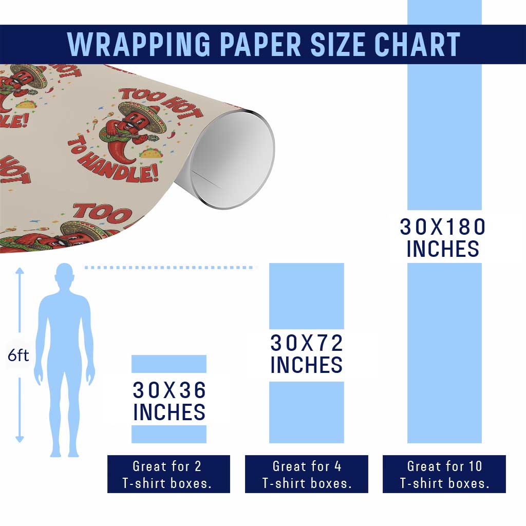 Funny Mexican Jalapeno Wrapping Paper Roll Too Hot To Handle Cinco De Mayo Party