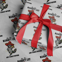 Funny Mexican Racoon Taco Christmas Wrapping Paper Roll On The Naughty List And I Regret Nothing - Wonder Print Shop