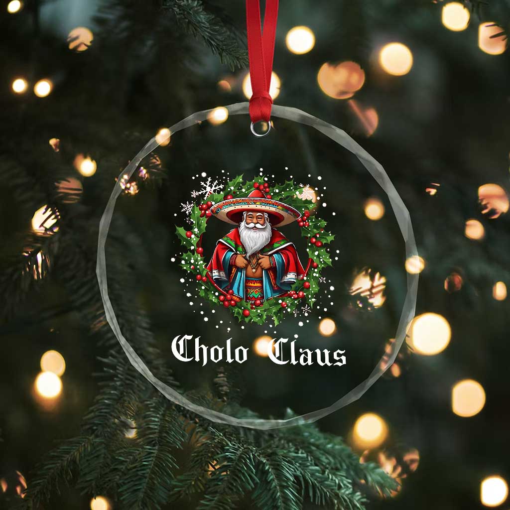 Funny Mexican Santa Crystal Glass Ornament Cholo Claus Christmas in Mexico TS02