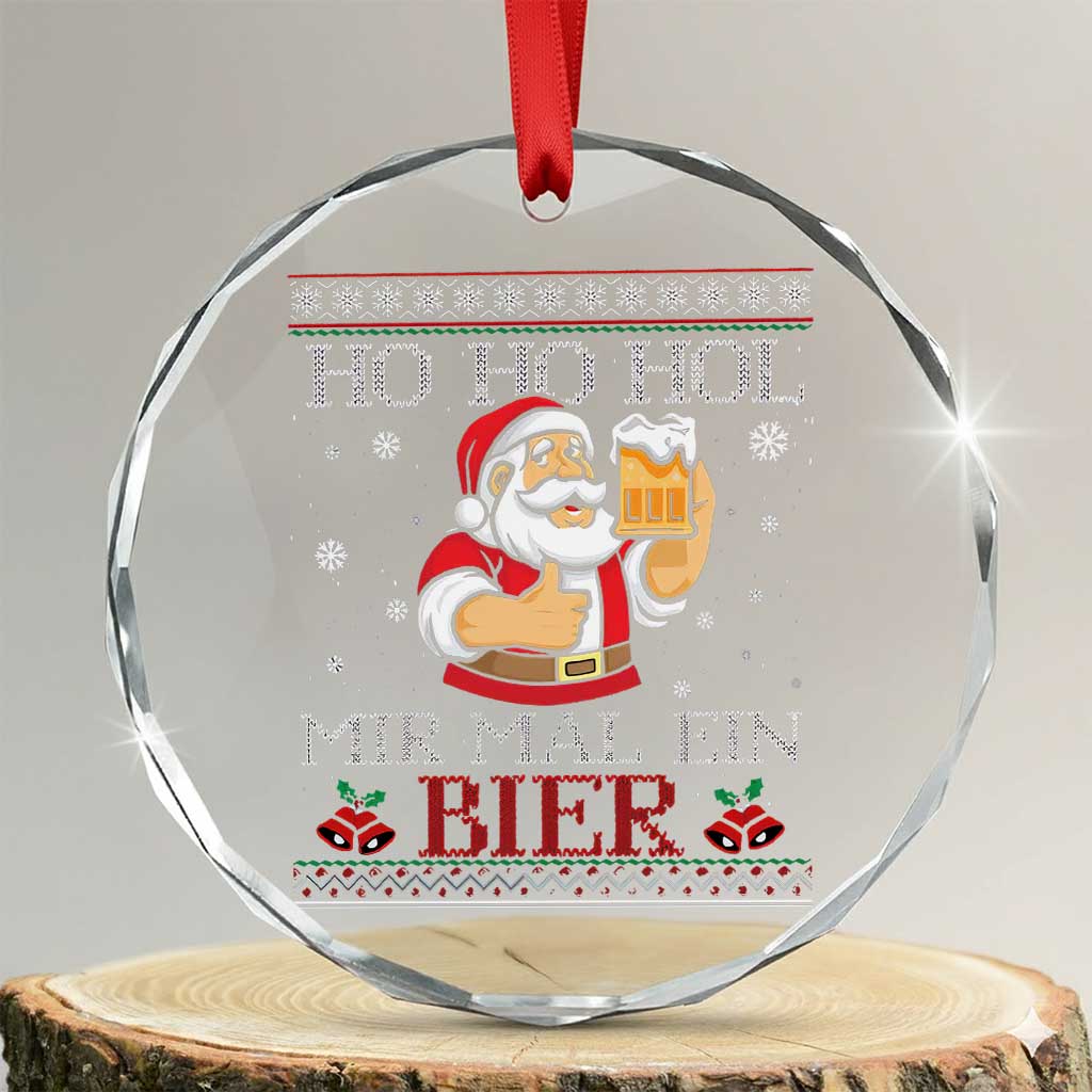 Funny Mexican Santa Drinking Crystal Glass Ornament Ho Ho Hol Mir Mal Ein Bier Hold Me A Beer Xmas Party - Wonder Print Shop