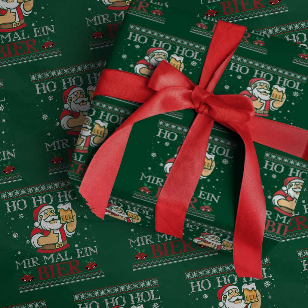 Funny Mexican Santa Drinking Wrapping Paper Roll Ho Ho Hol Mir Mal Ein Bier Hold Me A Beer Xmas Party