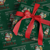 Funny Mexican Santa Drinking Wrapping Paper Roll Ho Ho Hol Mir Mal Ein Bier Hold Me A Beer Xmas Party