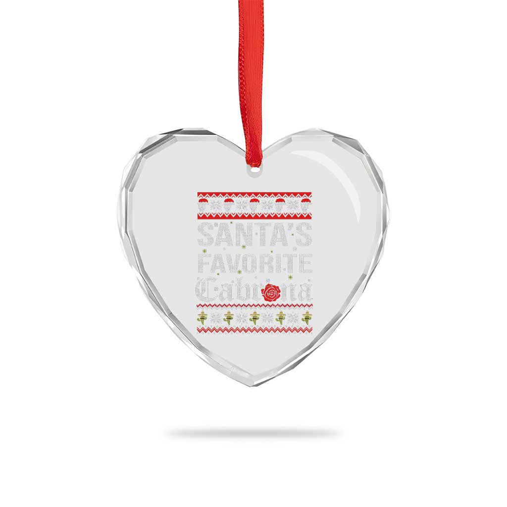 Funny Mexican Ugly Xmas Heart Crystal Glass Ornament Santa's Favorite Cabrona Xmas Party Gift - Wonder Print Shop